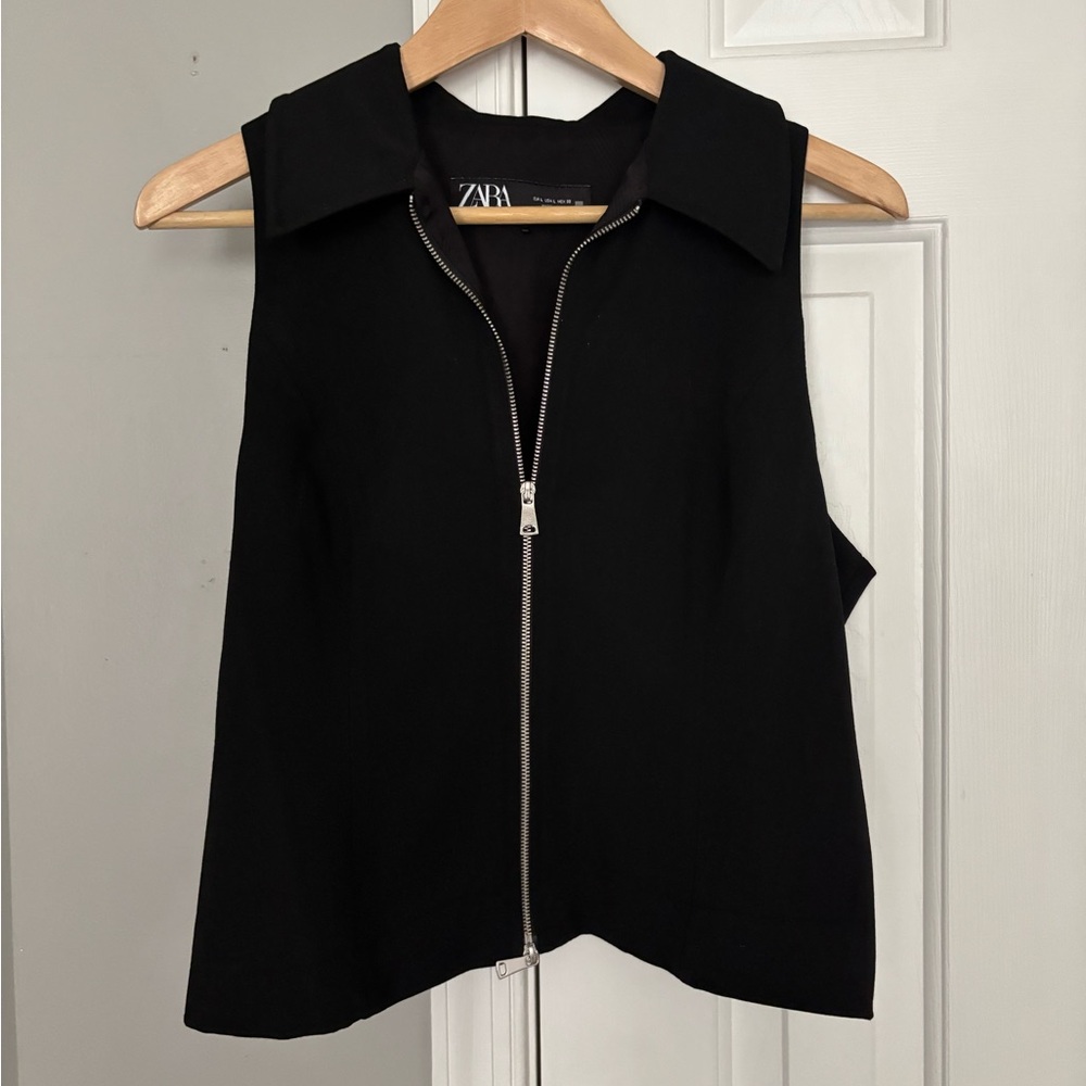 Zara Black Asymmetrical Fitted Tank Top
